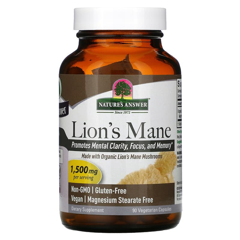 Nature's Answer, Lion's Mane, 500 mg, 90 Vegetarian Capsules 83000161728