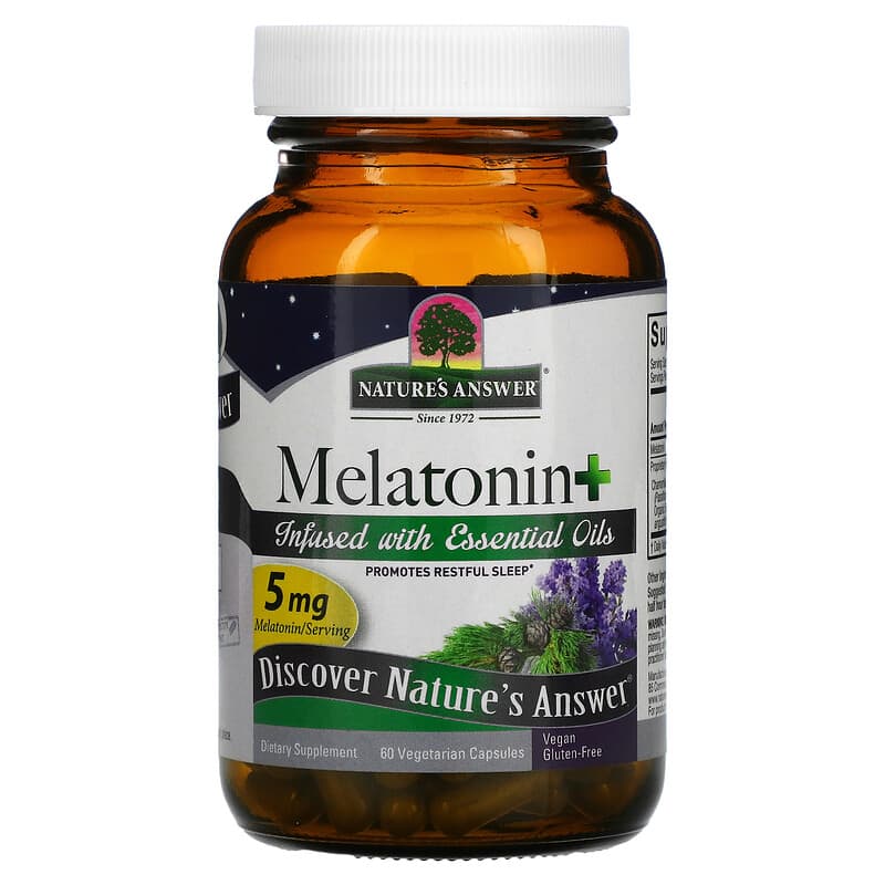 Nature's Answer, Melatonin+, 5 mg, 60 Vegetarian Capsules 83000165658