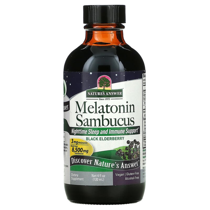 Nature's Answer, Melatonin Sambucus, Nighttime Sleep and Immune Support, 4 fl oz (120 ml) 83000260384