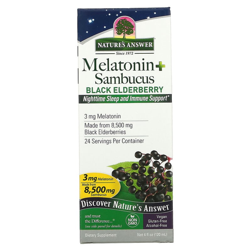 Nature's Answer Melatonin Sambucus Nighttime Sleep and Immune Support 4 fl oz (120 ml) 83000260384