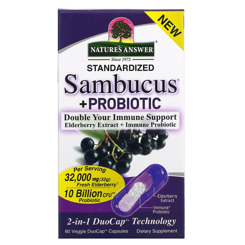 Nature's Answer Sambucus + Probiotic 60 Vegan DuoCap Capsules 83000262654