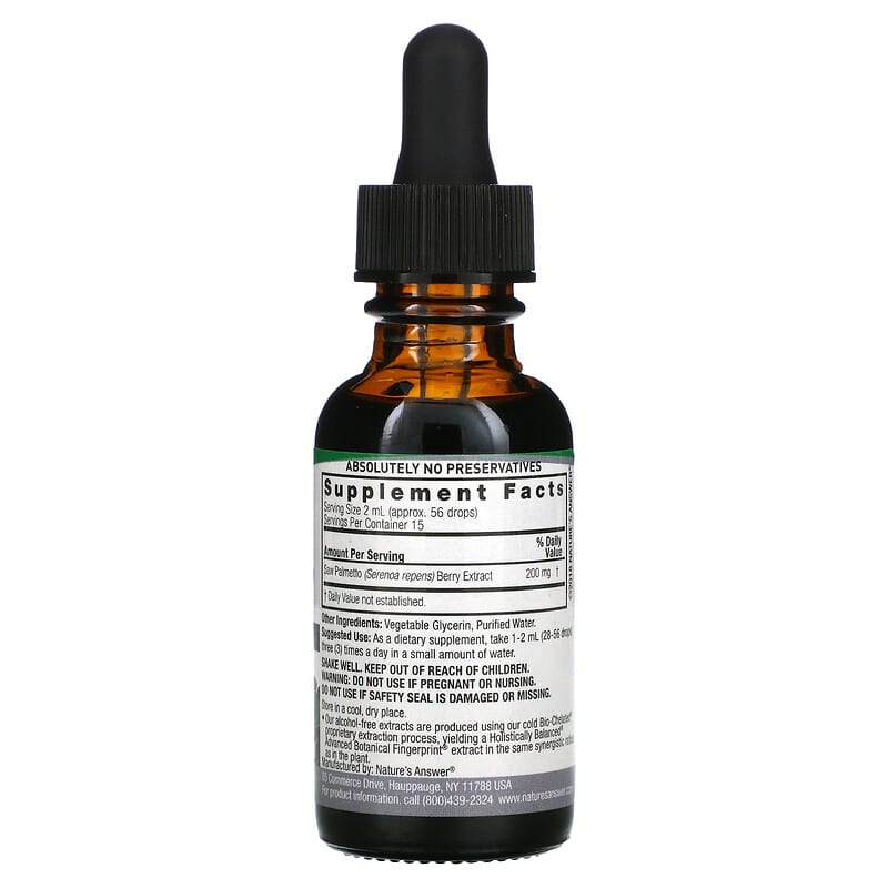 Nature's Answer, Saw Palmetto Extract, Alcohol-Free, 1,200 mg, 1 fl oz (30 ml) 83000006685