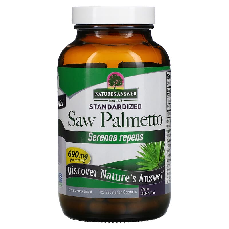Nature's Answer, Saw Palmetto, Standardized, 690 mg, 120 Vegetarian Capsules 83000164316