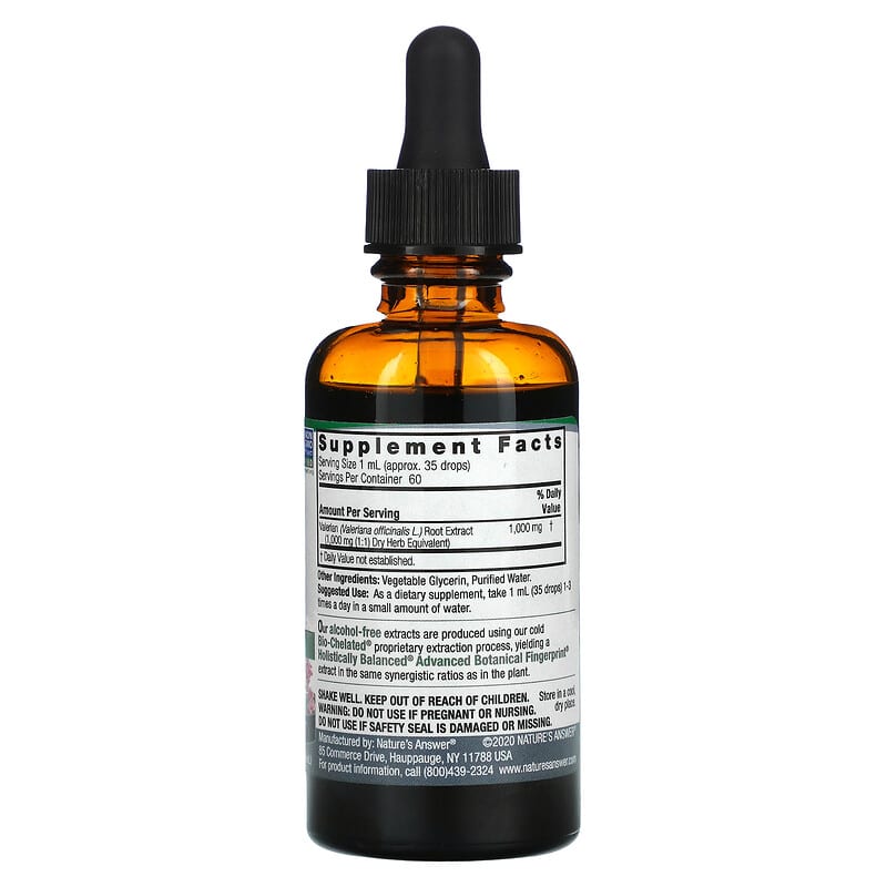 Nature's Answer, Valerian, Fluid Extract, Alcohol-Free, 1,000 mg, 2 fl oz (60 ml) 83000006821