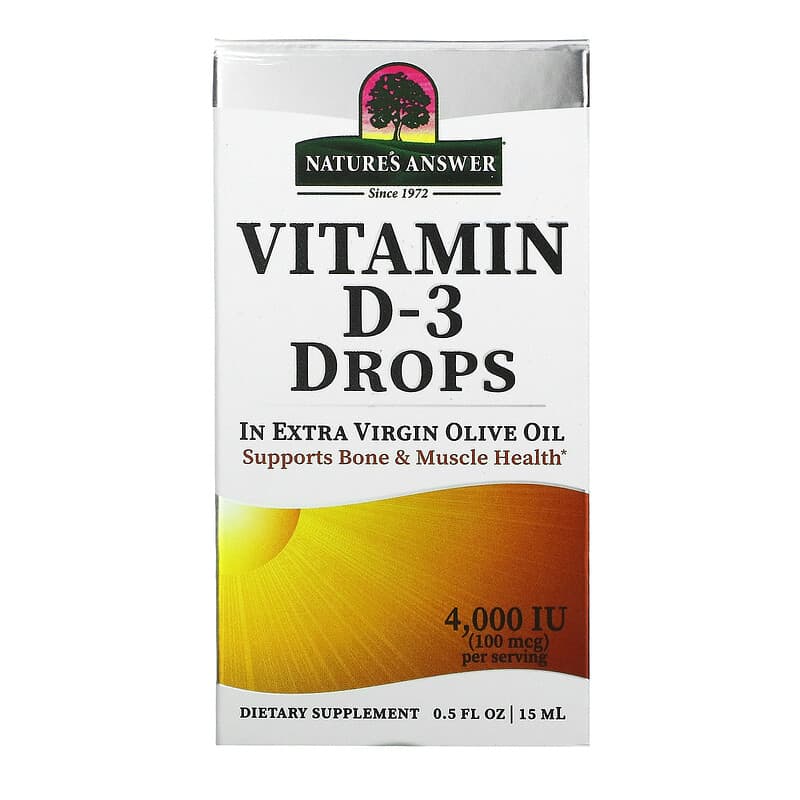 Nature's Answer Vitamin D-3 Drops 100 mcg (4,000 IU) 0.5 fl oz (15 ml) 83000261329