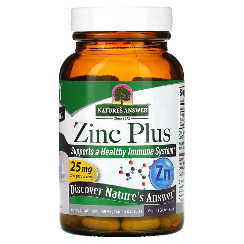 Nature's Answer, Zinc Plus, 25 mg, 60 Vegetarian Capsules 83000165702