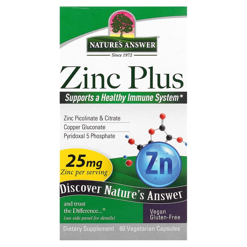 Nature's Answer Zinc Plus 25 mg 60 Vegetarian Capsules 83000165702