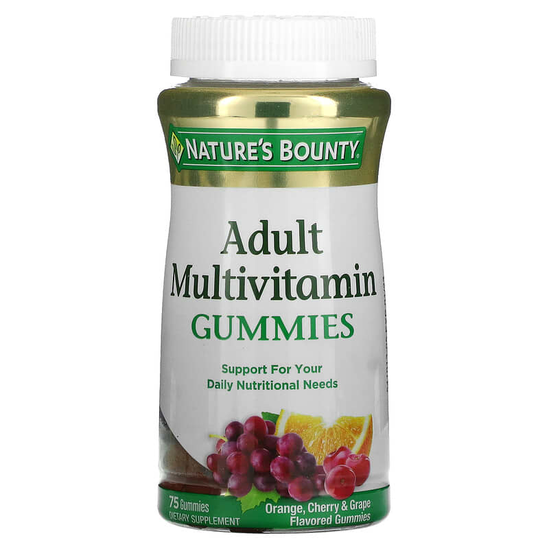Nature's Bounty Adult Multivitamin Gummies Orange Cherry & Grape 75 Gummies 74312304217