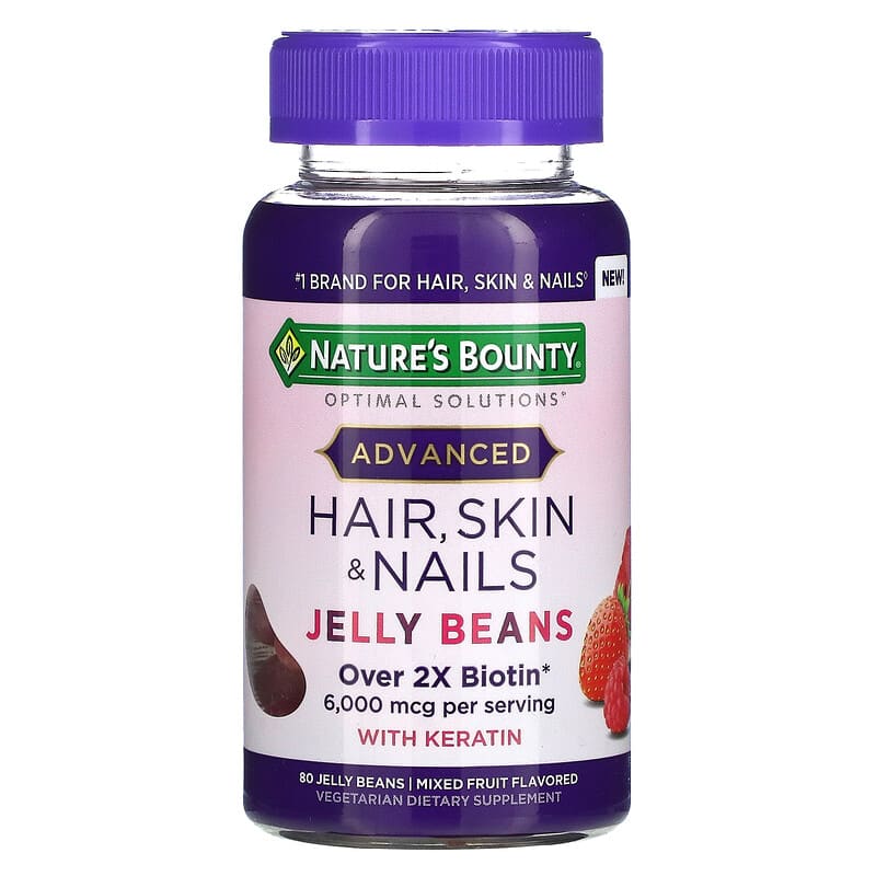Nature's Bounty Advanced Hair Skin & Nails Mixed Fruit 3,000 mcg 80 Jelly Beans 74312008474