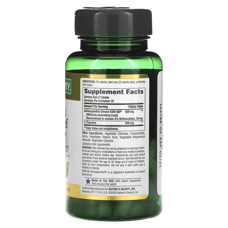 Nature's Bounty, Anxiety & Stress Relief, Ashwagandha KSM-66, 50 Tablets 74312004919