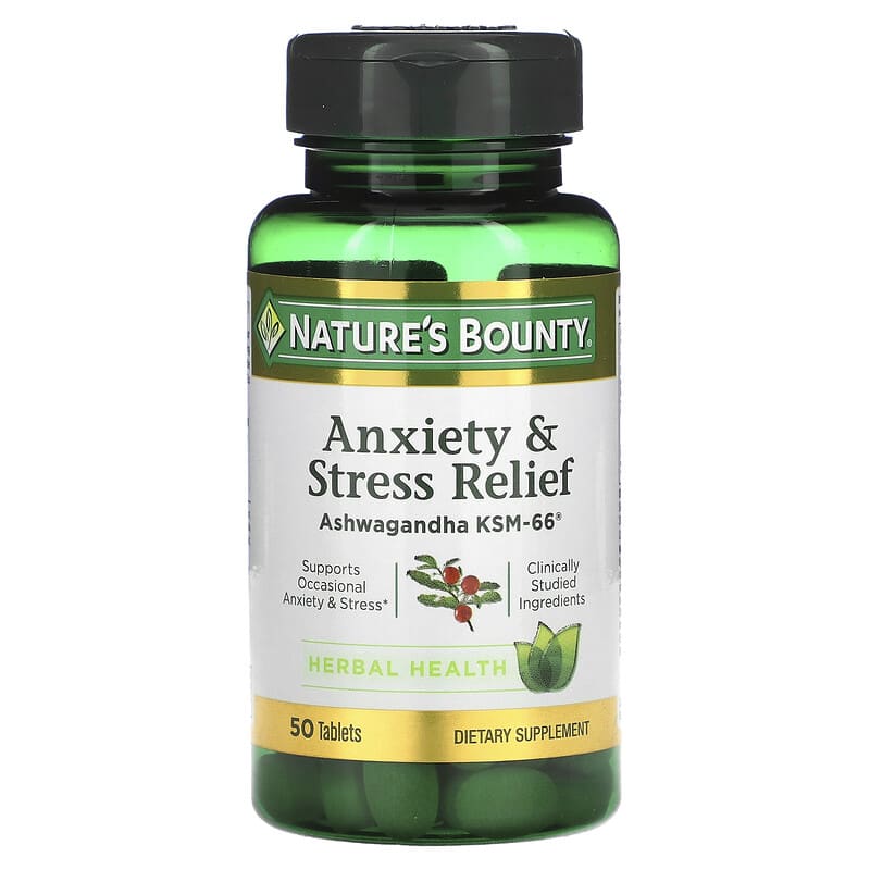 Nature's Bounty Anxiety & Stress Relief Ashwagandha KSM-66 50 Tablets 74312004919