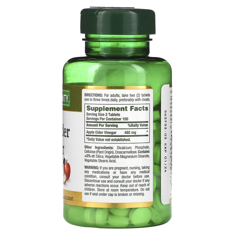 Nature's Bounty, Apple Cider Vinegar, 240 mg, 200 Tablets 74312785702