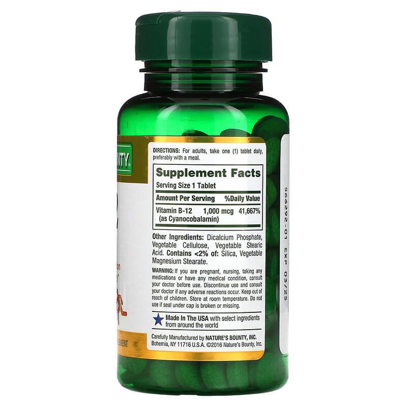 Nature's Bounty, B-12, 1,000 mcg, 200 Coated Tablets 74312528057