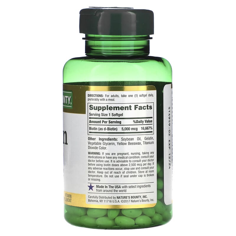 Nature's Bounty, Biotin, 5,000 mcg, 150 Rapid Release Softgels 74312296192