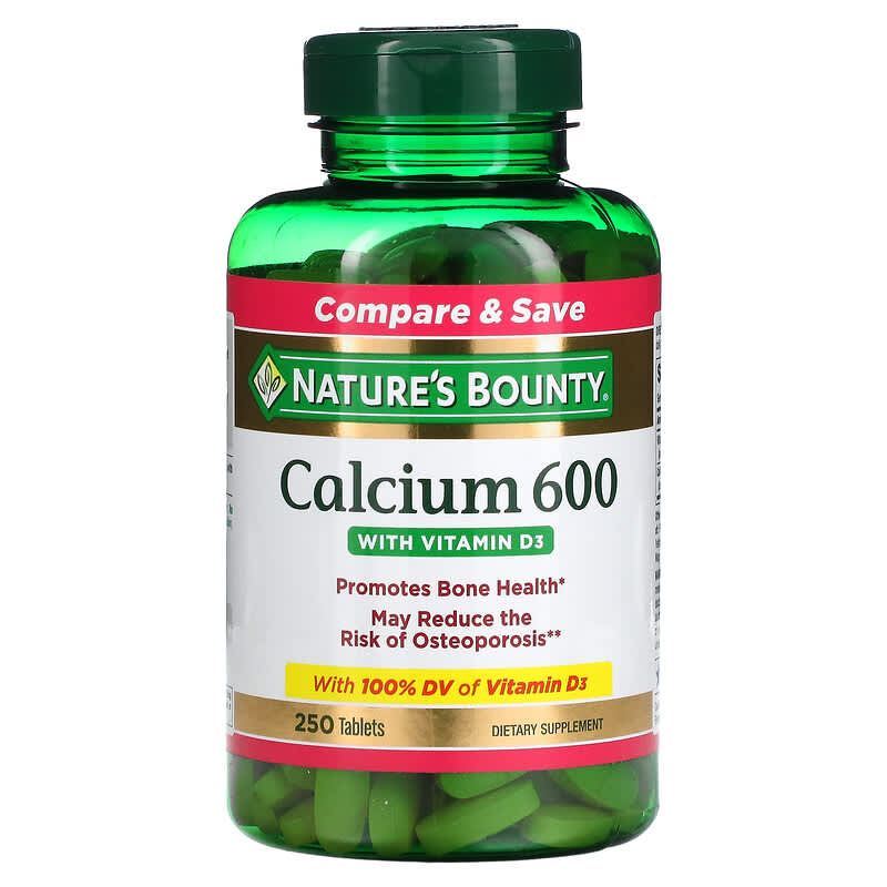 Nature's Bounty Calcium 600 with Vitamin D3 250 Tablets 74312042331