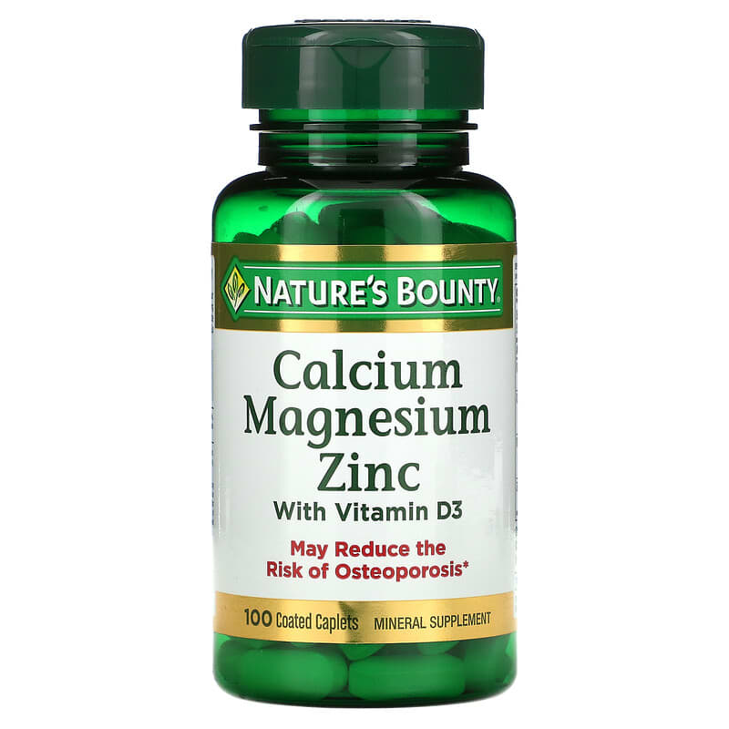 Nature's Bounty Calcium Magnesium Zinc with Vitamin D3 100 Coated Caplets 74312042904