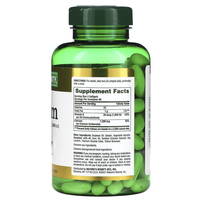 Nature's Bounty, Calcium Plus Vitamin D3, 600 mg, 120 Rapid Release Softgels 74312134371