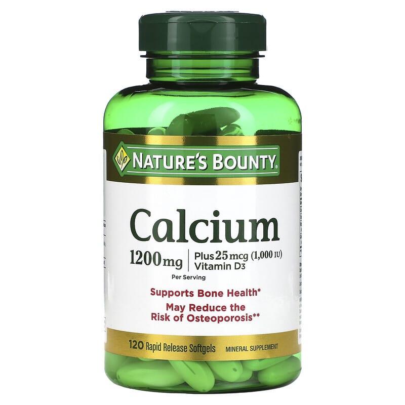 Nature's Bounty Calcium Plus Vitamin D3 600 mg 120 Rapid Release Softgels 74312134371