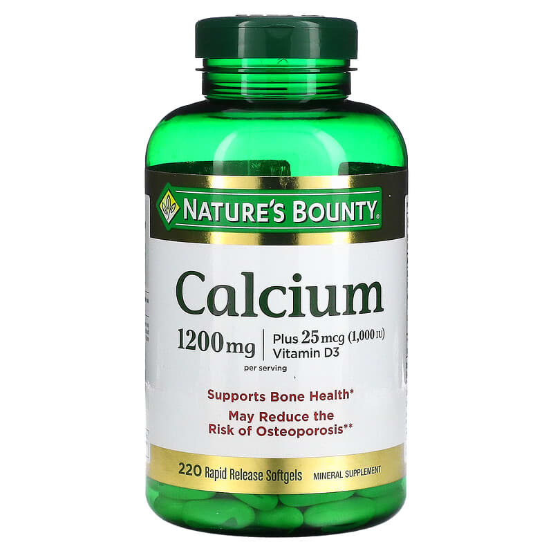 Nature's Bounty Calcium Plus Vitamin D3 600 mg 220 Rapid Release Softgels 74312134395