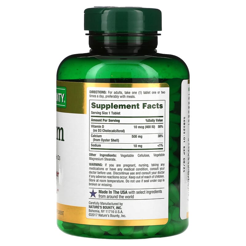 Nature's Bounty, Calcium with Vitamin D3, 500 mg, 300 Tablets 74312070877