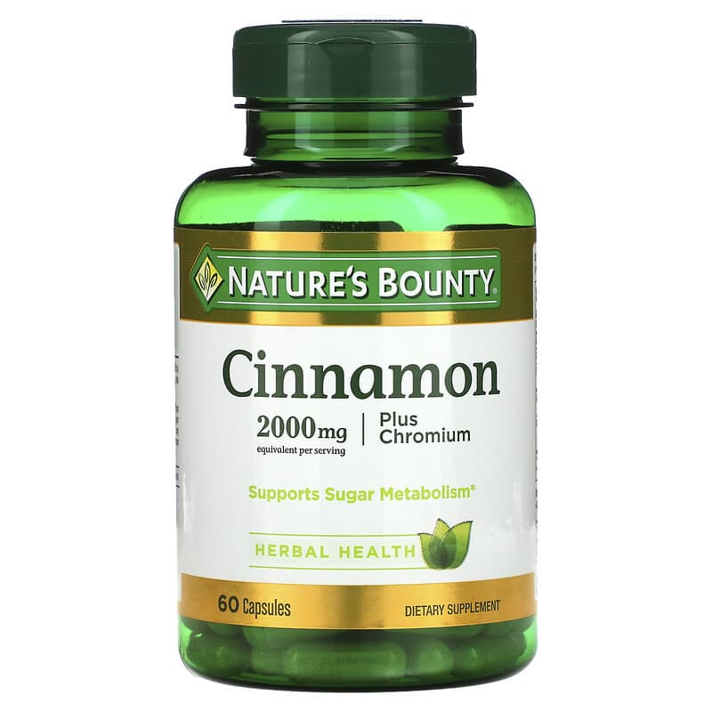 Nature's Bounty Cinnamon Plus Chromium 1,000 mg 60 Capsules 74312150616