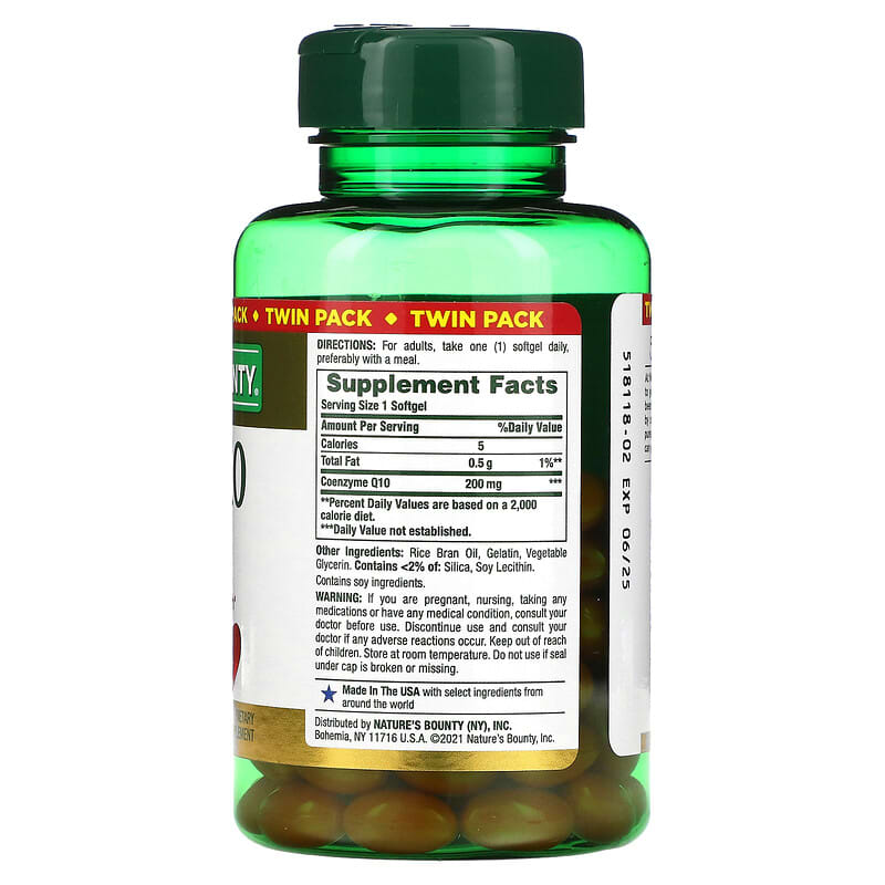 Nature's Bounty, Co Q-10, Twin Pack, 200 mg, 2 Bottles, 80 Rapid Release Softgels Each 74312793400