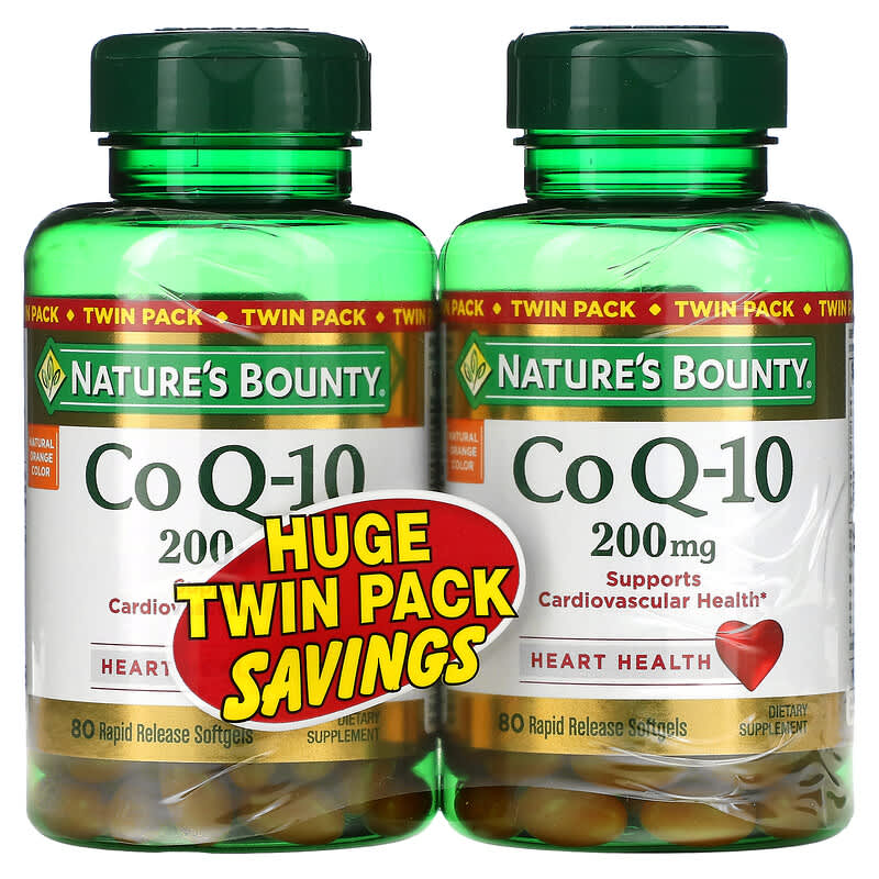 Nature's Bounty Co Q-10 Twin Pack 200 mg 2 Bottles 80 Rapid Release Softgels Each 74312793400