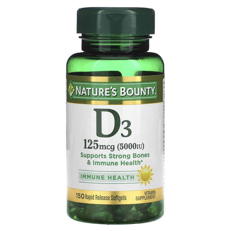 Nature's Bounty D3 125 mcg (5,000 IU) 150 Rapid Release Softgels 74312193774