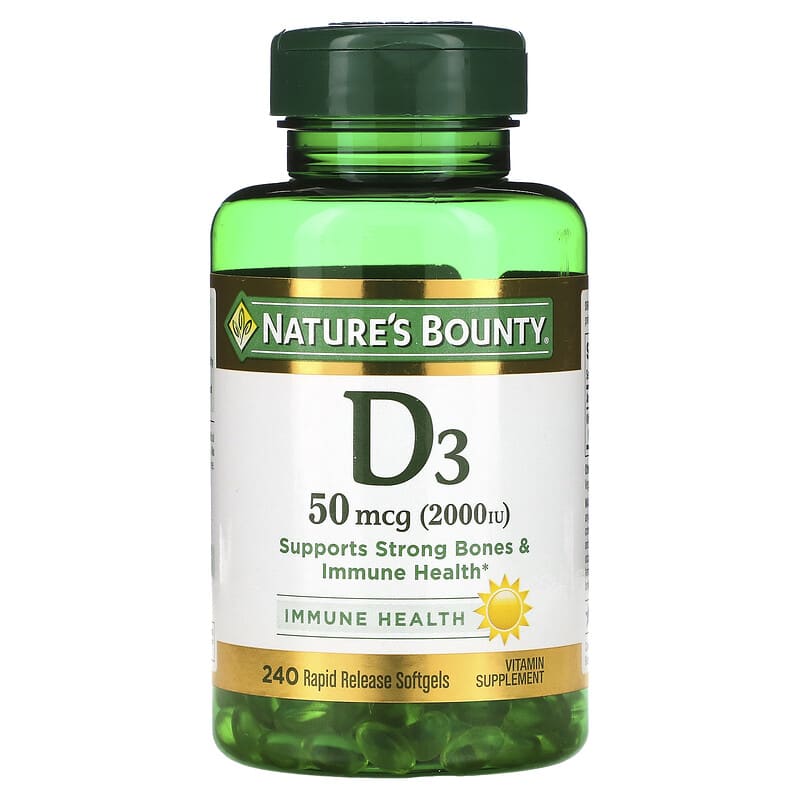 Nature's Bounty D3 50 mcg (2,000 IU) 240 Rapid Release Softgels 74312199394