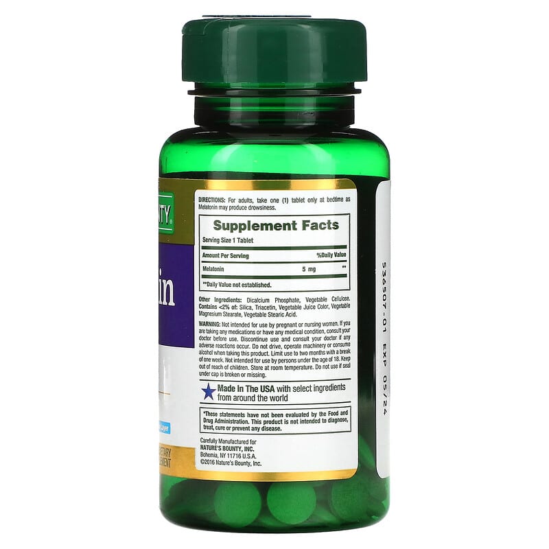 Nature's Bounty, Dual Spectrum, Melatonin, 5 mg, 60 Bi-Layer Tablets 74312530982