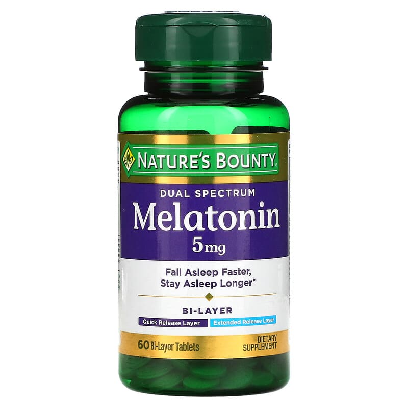 Nature's Bounty Dual Spectrum Melatonin 5 mg 60 Bi-Layer Tablets 74312530982