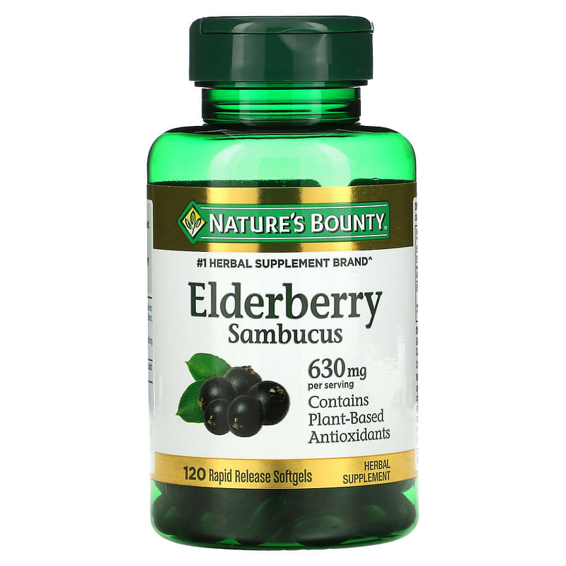 Nature's Bounty Elderberry Sambucus 210 mg 120 Rapid Release Softgels 74312009761