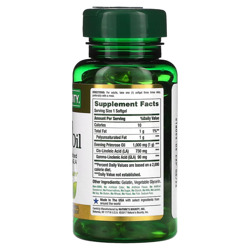 Nature's Bounty, Evening Primrose Oil, 1,000 mg, 60 Rapid Release Softgels 74312073731