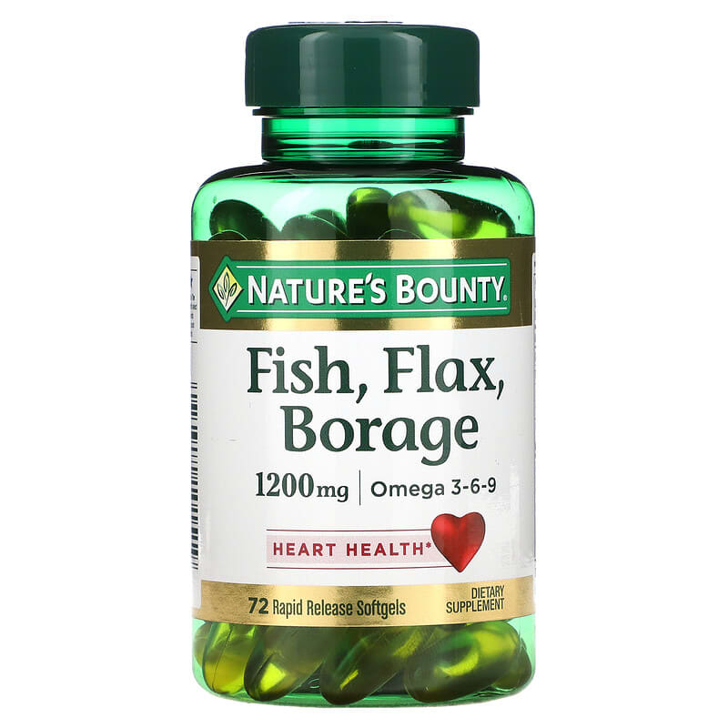 Nature's Bounty Fish Flax Borage 1,200 mg 72 Rapid Release Softgels 74312101519