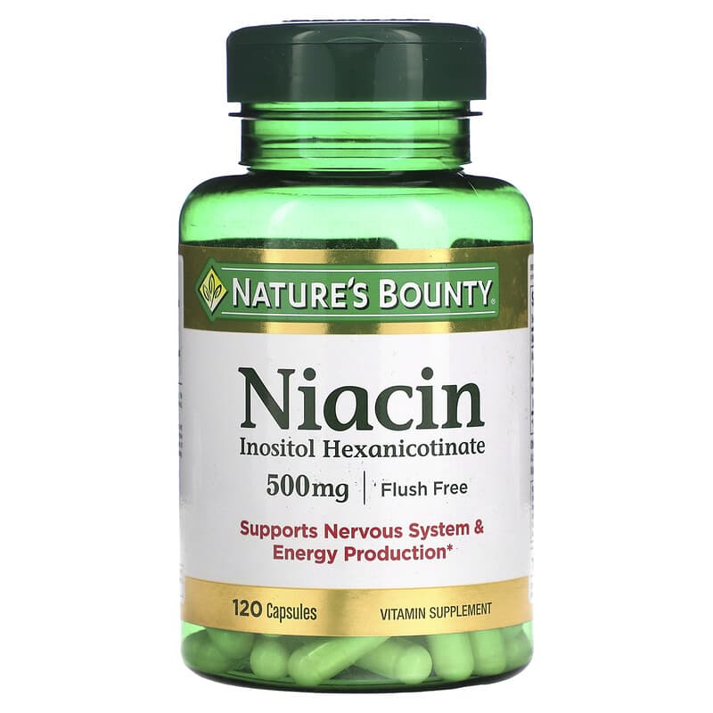 Nature's Bounty Flush Free Niacin 500 mg 120 Capsules 74312019760