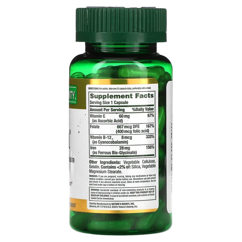 Nature's Bounty, Gentle Iron, 28 mg, 90 Capsules 74312016035