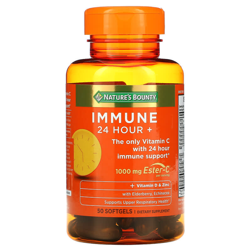 Nature's Bounty, Immune 24 Hour+, 500 mg, 50 Softgels 74312008092