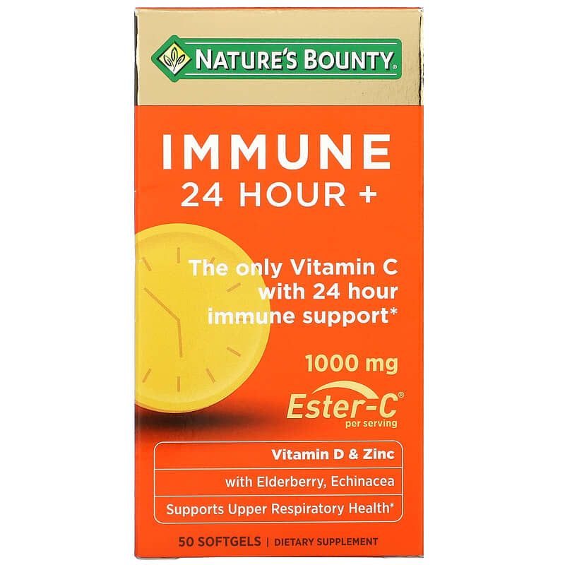 Nature's Bounty Immune 24 Hour+ 500 mg 50 Softgels 74312008092