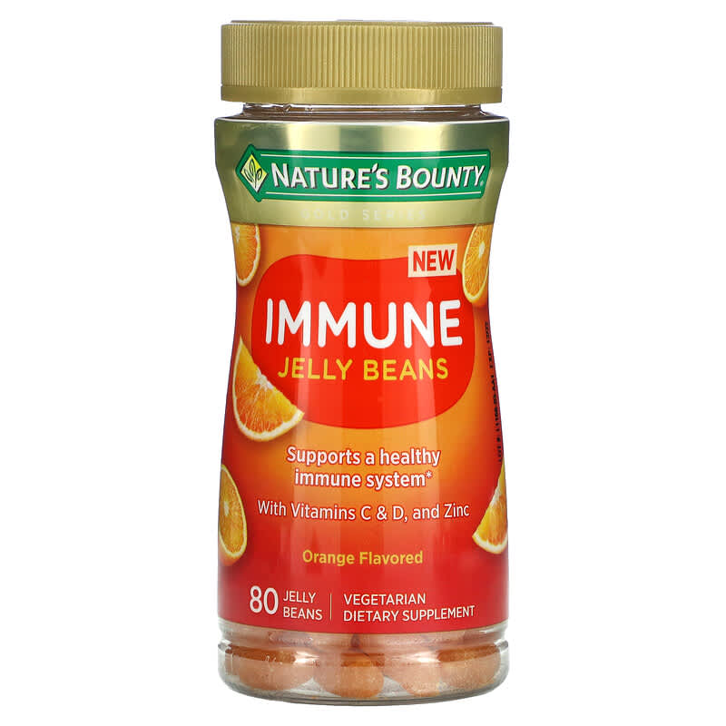 Nature's Bounty Immune Jelly Beans With Vitamin C & D and Zinc Orange 80 Jelly Beans 74312010125