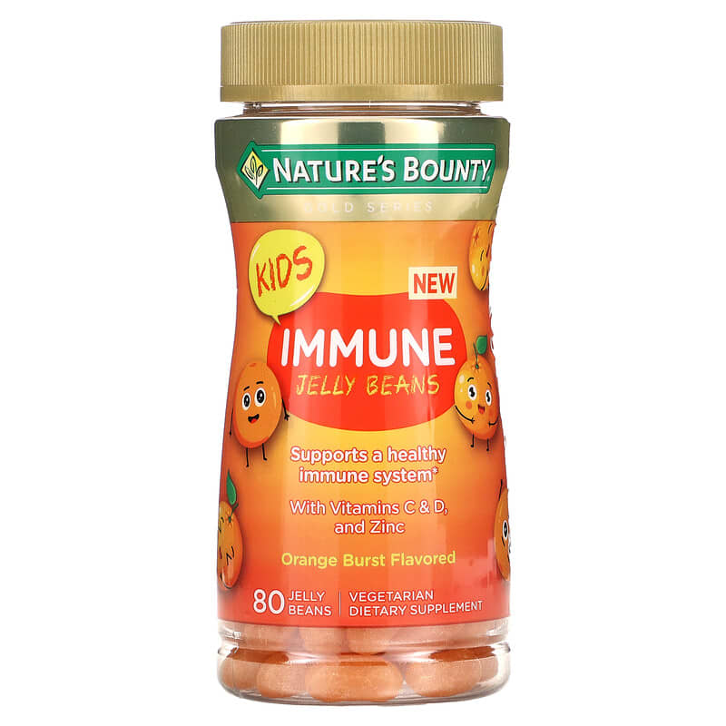 Nature's Bounty Kid's Immune Jelly Beans With Vitamins C & D and Zinc Orange 80 Jelly Beans 74312010750