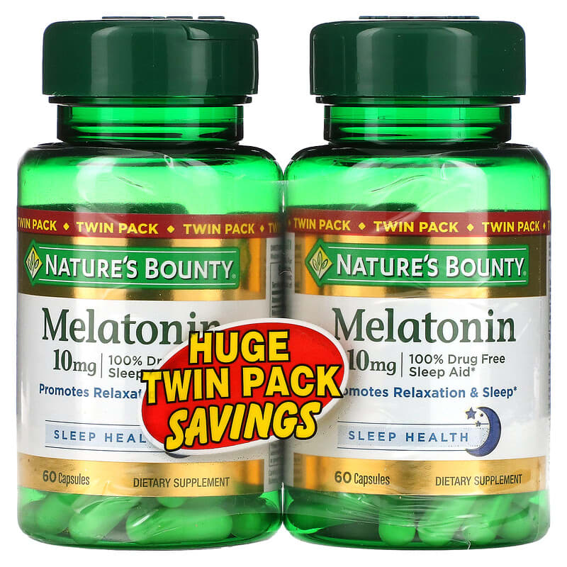 Nature's Bounty Melatonin Twin Pack 10 mg 60 Capsules Each 74312793462