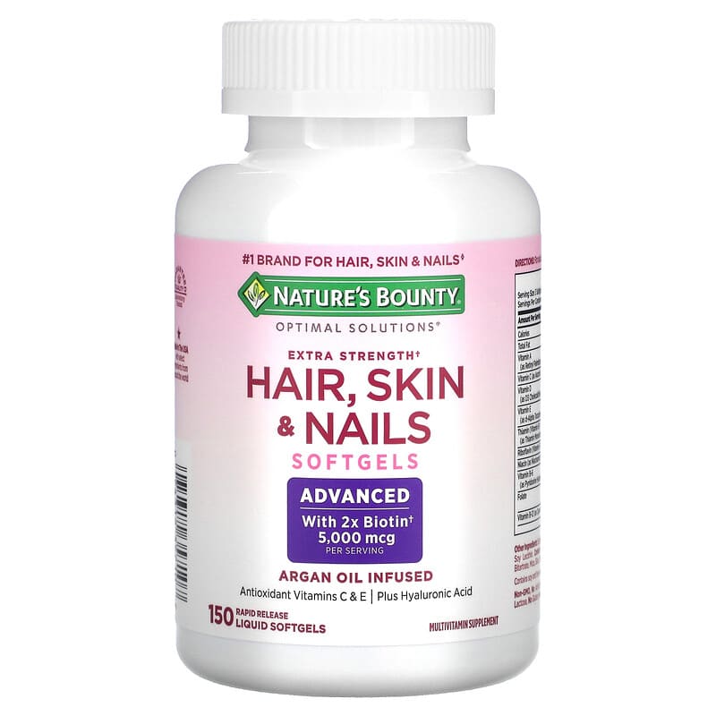 Nature's Bounty, Optimal Solutions, Extra Strength Hair, Skin & Nails, 150 Rapid Release Liquid Softgels 74312357107