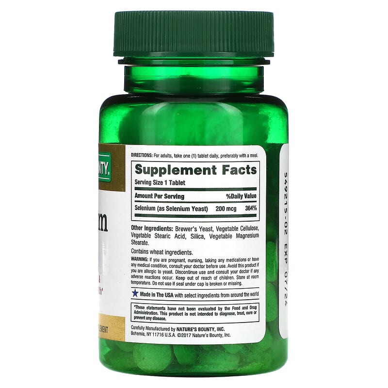 Nature's Bounty, Selenium, 200 mcg, 100 Tablets 74312032011