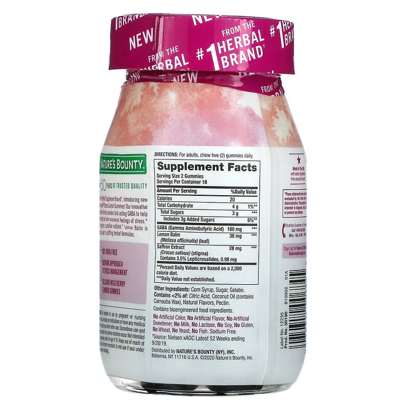 Nature's Bounty, Stress Comfort, Mood Booster, Wild Berry, 36 Gummies 74312006845