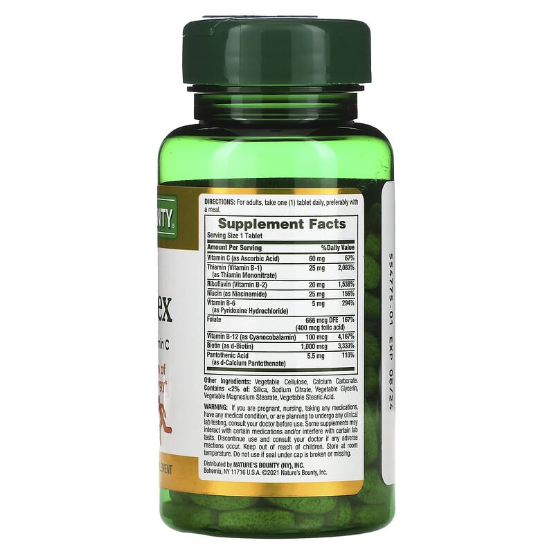Nature's Bounty, Super B-Complex with Folic Acid Plus Vitamin C, 150 Coated Tablets 74312131684