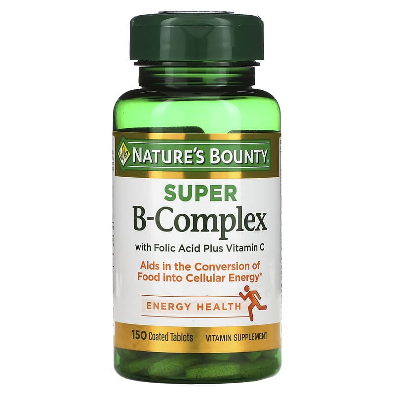 Nature's Bounty Super B-Complex with Folic Acid Plus Vitamin C 150 Coated Tablets 74312131684