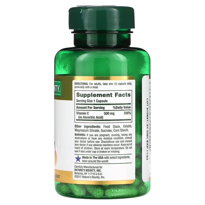 Nature's Bounty, Time Released Vitamin C, 500 mg, 100 Capsules 74312047503