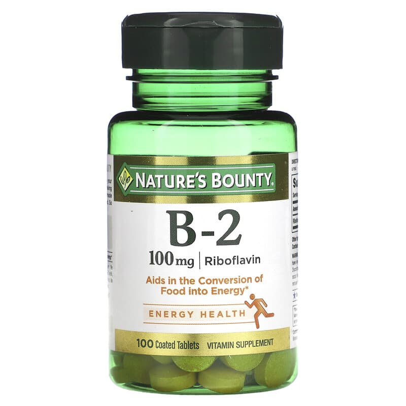 Nature's Bounty Vitamin B-2 100 mg 100 Coated Tablets 74312006401