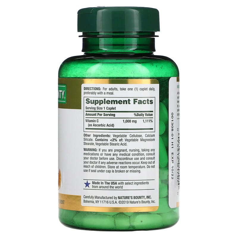 Nature's Bounty, Vitamin C, 1,000 mg, 100 Caplets 74312017070