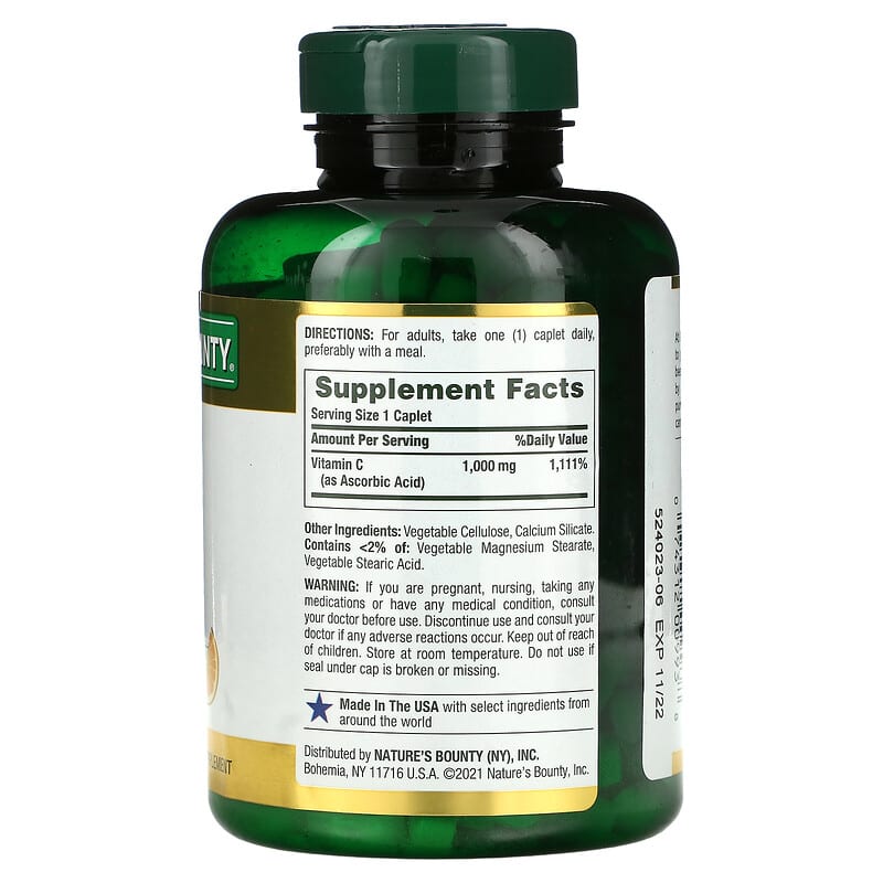 Nature's Bounty, Vitamin C, 1,000 mg, 300 Caplets 74312009938